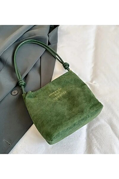 ÇANTA mıknatıslı kapanışlı geniş kapasiteli polyester astarlı yeşil renk omuz...