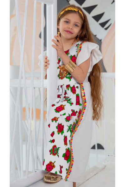 outline White cotton shawl dress