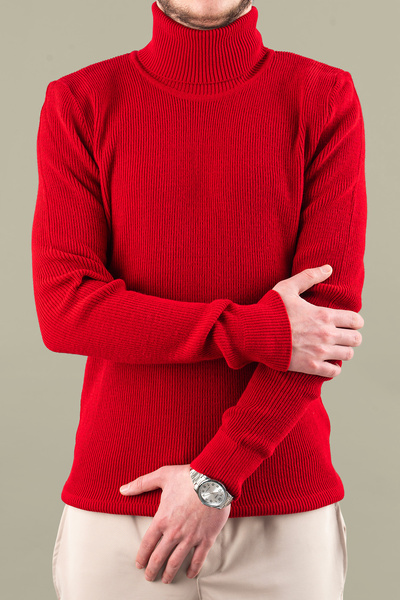 bombe Men's Slim Fit Turtleneck Slim F Corded Fabric Sweater