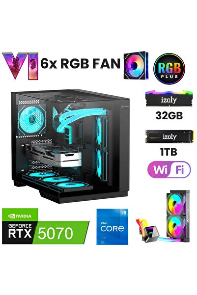 IZOLY Elite X3 İ5 14400F 32GB DDR5 Ram 1TB M.2 SSD RTX5070 12GB 240MM RGB Sıv...