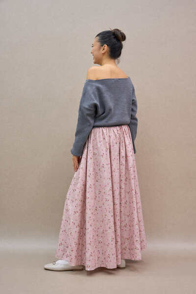 KÜÇÜĞÜM BUTİK Pink-Burgundy Floral Balloon Skirt