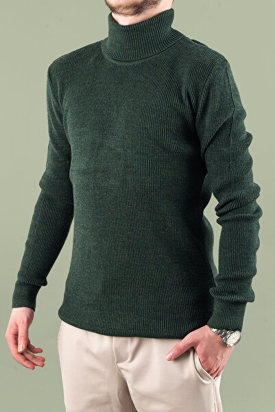 bombe Men's Slim Fit Turtleneck Slim F Corded Fabric Sweater