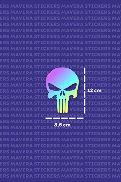 Mavera Stickers Punisher Hologram Sticker Kask-Araba-Motor İçin (1 Adet)