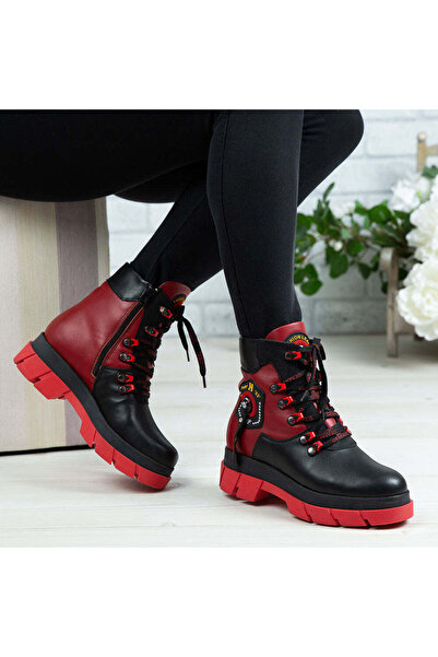 Demalis Ghete de damă din piele naturală | 736 Culoare NEGRU-ROSU