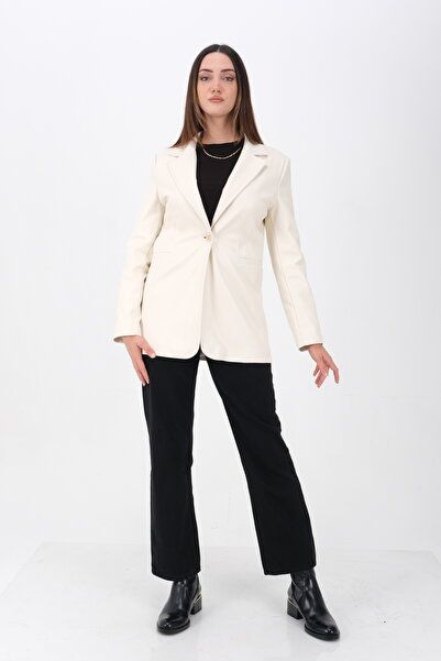 sdf line Deri Blazer Mono kapama Kolları düğmeli