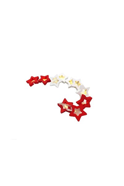 ABS Christmas LED string lights - wooden star model, battery powered, transparent wire, 30 cm, warm whit