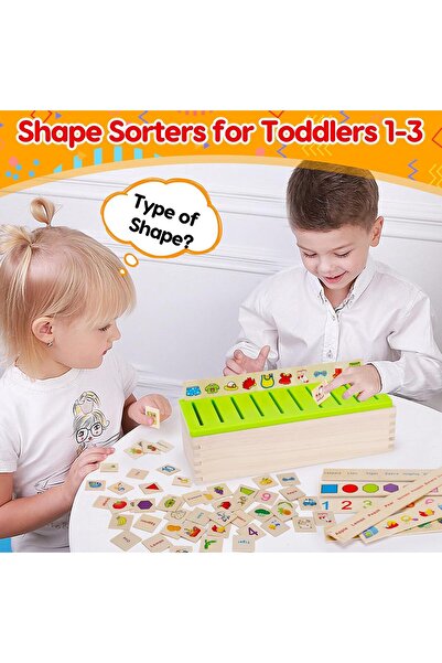 007 AugToy Montessori Wooden Sorting Toy - Educational Sorting Box for Toddlers (1-4 yrs)