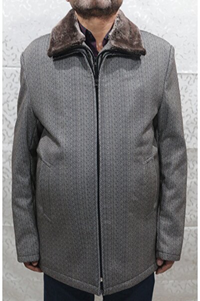Bilgiç Men's Cashmere Coat Grey Herringbone