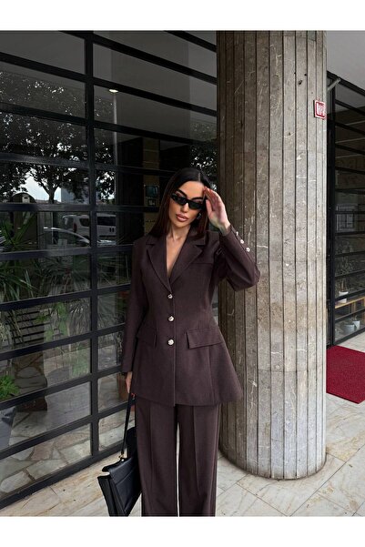 ossons Oversized Blazer Jacket Palozzo Pants Set