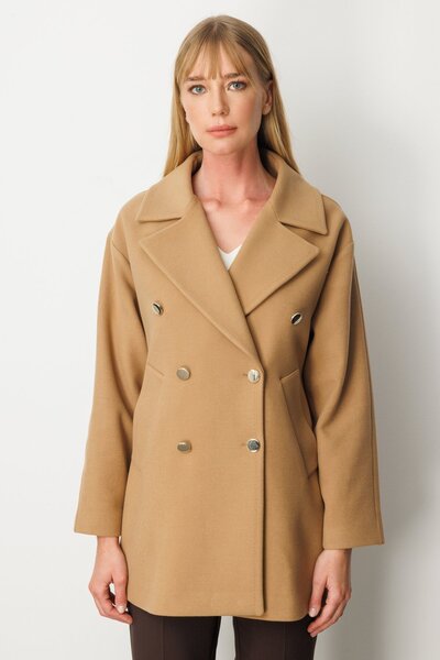 Ekol Double-Breasted Collar Side Pocket Coat