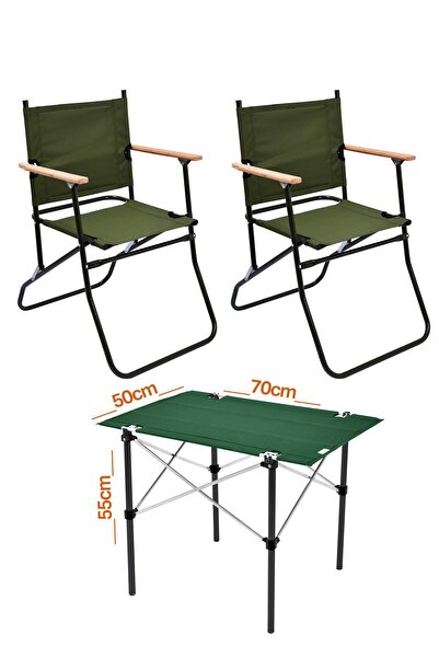 Exent 2 Adet 120 Kg kapasiteli Katlanır Kamp Sandalyesi ve 50x70 Kamp Masası ...