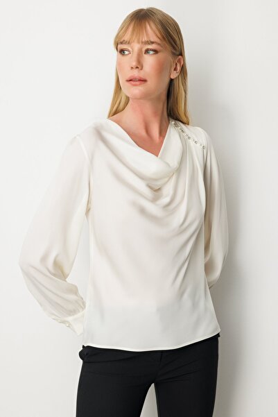 Ekol Атласна блузка з коміром Degaje
