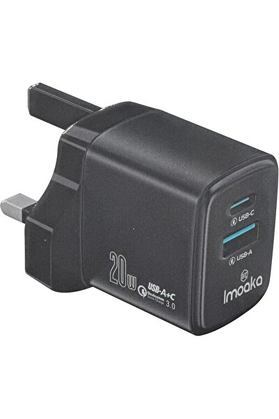 imoaka شاحن حائط USB-C بقوة 20 وات، مع منفذين للشحن السريع 3.0