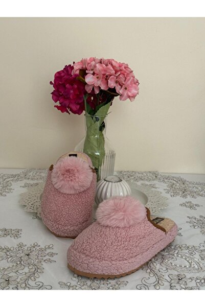 FivemodaSpor Women's Pompom Decorated Winter House Slippers