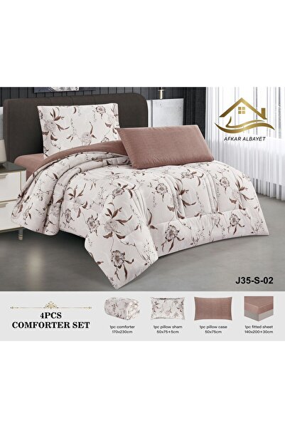 Afkar Albayet مفرش مفرد ونص صيفي 4 قطع منقوش مايكروفايبر