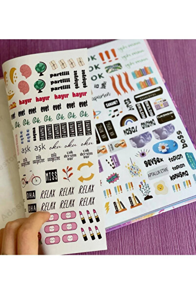 Dörtel Tedarik Undated Talking Agenda Weekly Planner Notebook with Cat Noodle Design and Spiral Sticker