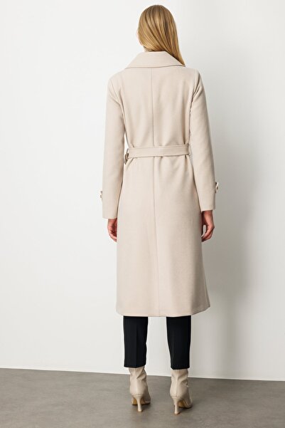Ekol Coat with Belted Waist and Epaulette Sleeves