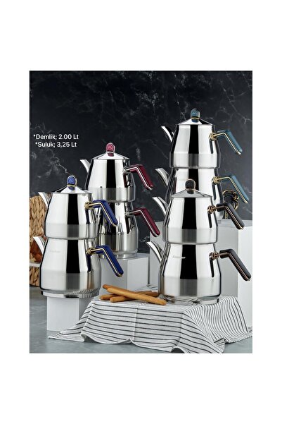 Cooker Everest Stainless Steel Induction Base Jumbo Size Teapot Set with Strainer XXL