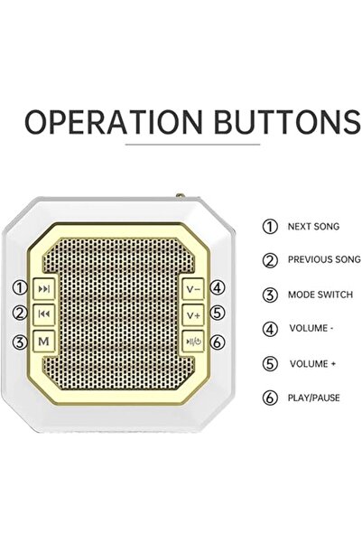 equantu QB-303 Touch-Lamp Quran Speaker & Azan Clock — 16 Reciters, 16 Transl., Touch/Remote/BT/Ap