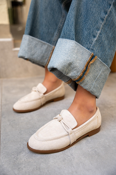 LAMİNTA Onapy Flat Sole Knot Detailed Shoes - Beige Suede