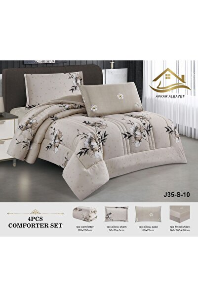 Afkar Albayet مفرش مفرد ونص صيفي 4 قطع منقوش مايكروفايبر