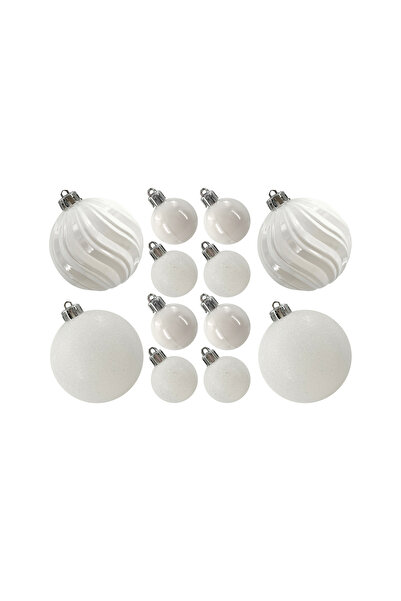 Christmas Magic مجموعة هدايا زينة مصممة باللون الأبيض، 4 و8 سم، 20 قطعة/صندوق