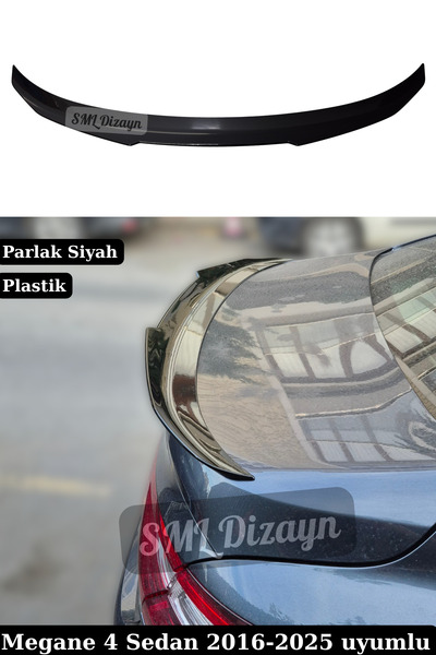 SML Dizayn Megane 4 Psm Spoiler Bagaj Üstü Spoyler 2016-2025 Sedan uyumlu Par...