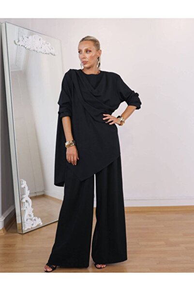 EL jadida Women's Shawl Detailed Two-Piece Set