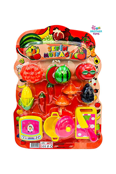 Brother Toys Toy 19-Piece Color-Coded Fruit and Vegetable Cutting Set with Kn...