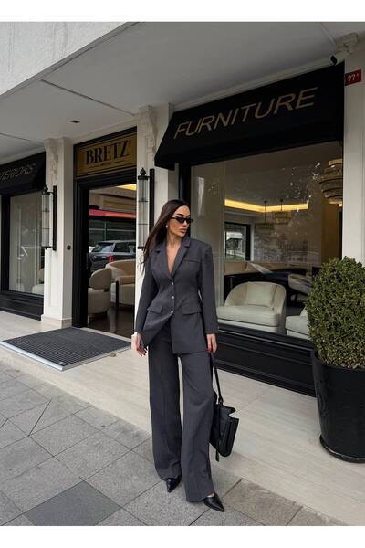 ossons Oversized Blazer Jacket Palozzo Pants Set