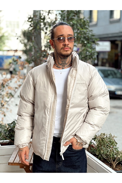 manch collection oversized Φουσκωτό Κρέμα Μαντιλιού