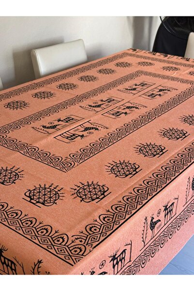 Sobe Hediyelik Orange Ethnic Patterned Rectangular Tablecloth 220X150 cm – Ea...