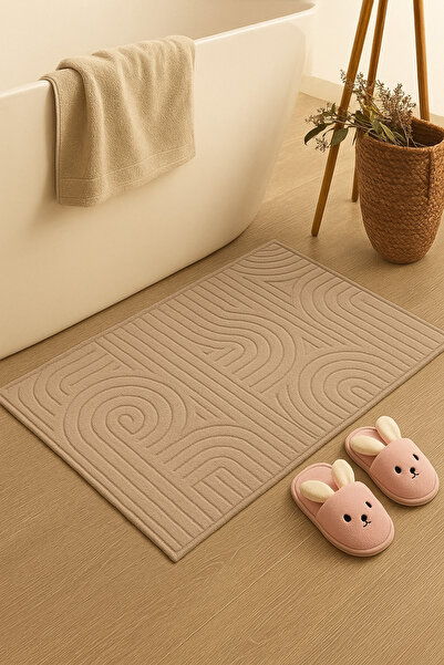 new colourse Non-Slip Base Pos Plush Bath Mat 40X60Cm Mink Bohemian Pattern