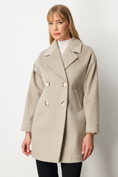 Ekol Kruvaze Yaka Kaşe Kaban