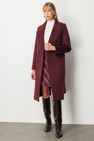 Ekol Double-Breasted Collar Coat with Flap Pockets