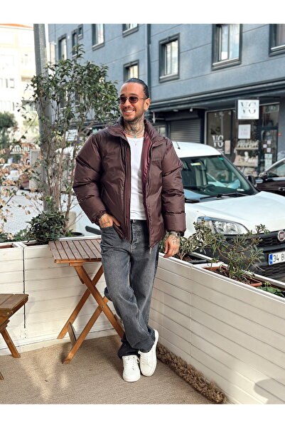 manch collection oversized Φουσκωτό Παλτό Μπορντό