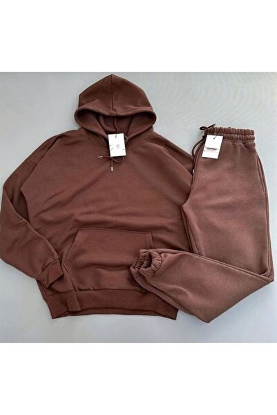 HerTarzınTrendi Unisex Oversized a Quality 3-Thread Polar Fabric Tracksuit Se...