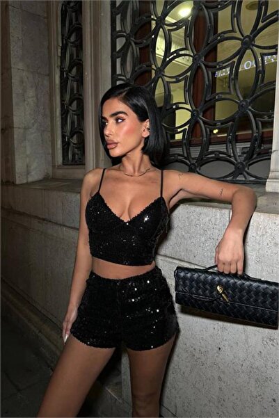 Dipmoda Γυναικείο σορτς με παγιέτες Κοντό σετ DPDF168