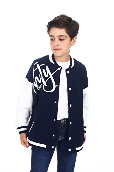 Toontoy Cardigan tricotat pentru băieți, albastru marin, cu guler tip colegiu...