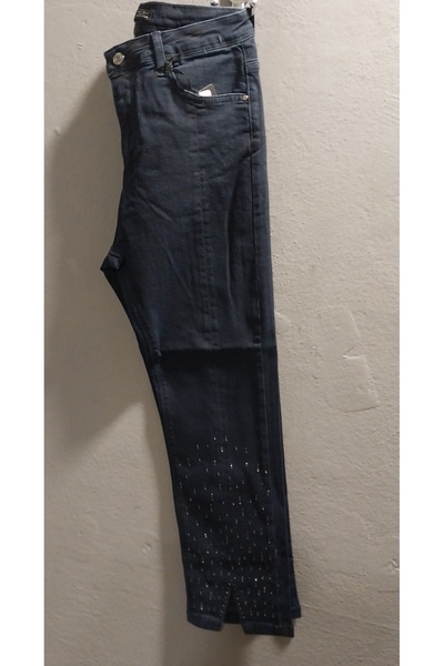 Double.Tt Women's Flare Leg Stone and Slit Detail Full Lycra High Quality Plus Size Jeans Pants