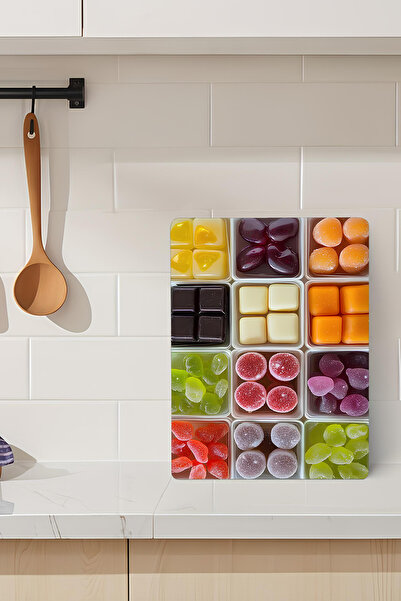 kutuTR Colorful Confectionery Themed Tempered Glass Cutting Board 21X30 cm Si...