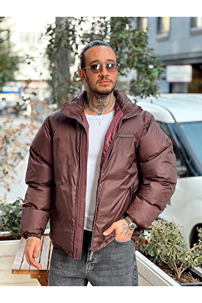 manch collection oversized Φουσκωτό Παλτό Μπορντό