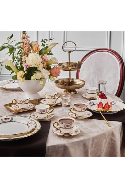 Karaca Royal Bone Elizabeth Kaffeetassenset für 6 Personen, 90 ml