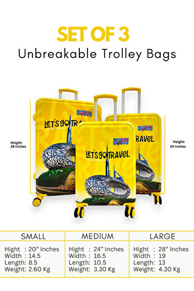INFINITY Set of 3 trolley luggage | Hard Sided Polypropylene | Luggage Trolley Bag Set For Men/Women/Unisex
