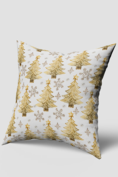 EsnafAli غطاء وسادة عيد الميلاد مزين بشجرة الصنوبر الصفراء اللامعة البيضاء ون...