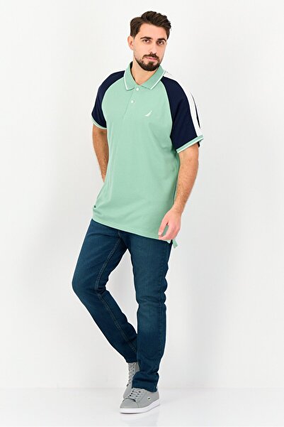 Nautica Men Regular Fit Embroidered Logo Short Sleeve Polo Shirt, Sage Green