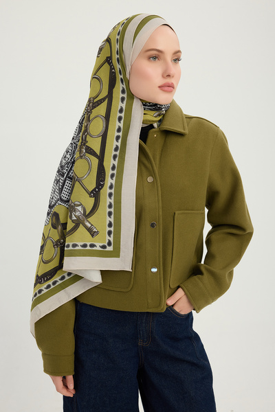 ipekistanbul Vierra Patterned Shawl - Cavalry Coat of Arms - Mustard