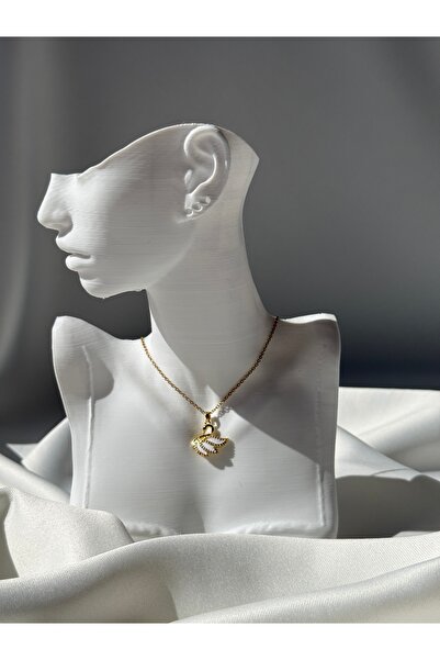 NB STEELORA 316L Steel Gold Color Chain Zircon Stone Swan Model Necklace