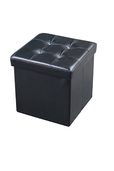 Sultan Taburet pliabil cu spatiu de depozitare si sertar, greutate suportata 150 kg, 38X38X38 cm NEGRU