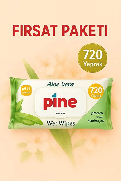 Pine Islak Mendil 10 Adet 720 Yaprak Süper Kalite